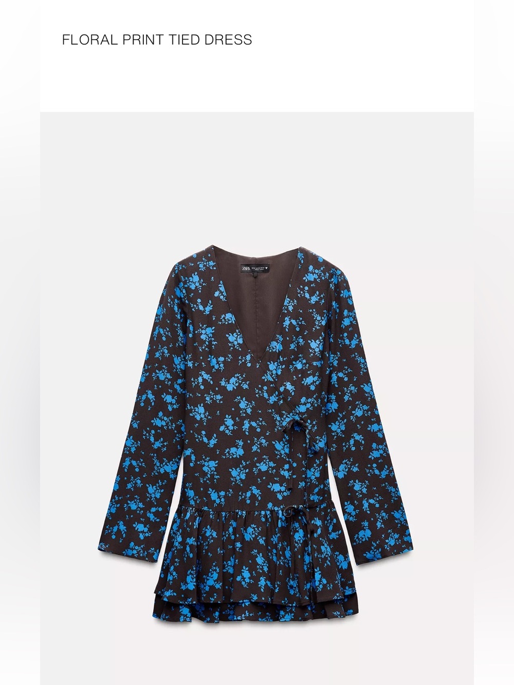 Zara Floral Print Tied Dress - Brown & Blue